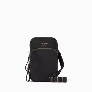 ♠️kate spade Chelsea North South Dual Zip iphone Nylon Phone Crossbody Black NWT